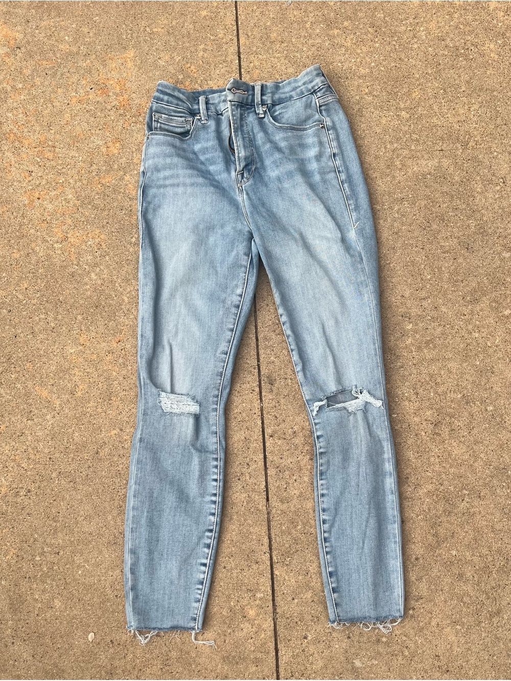 Good American Light Blue Ripped Skinny Jeans